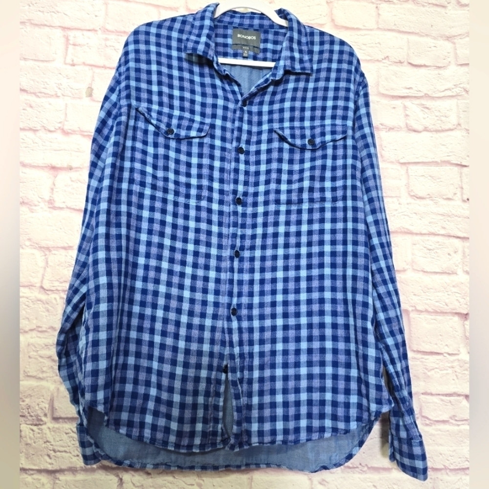 Bonobos Men's Casual Lined  Button-Down Plaid Shirt  Size XL